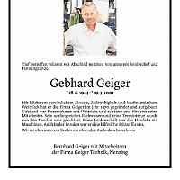 Todesanzeige Gebhard Geiger